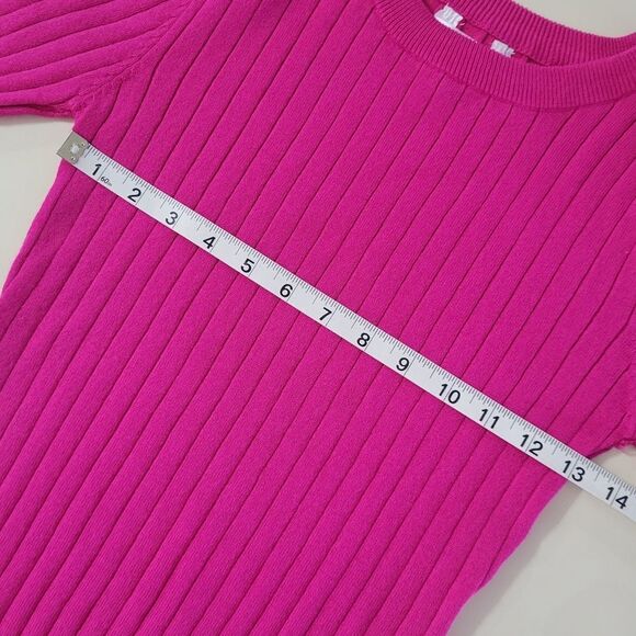 No Boundaries Women's Pink Ribbed-Knit Long Sleeve Pullover Sweater - Picture 4 of 13